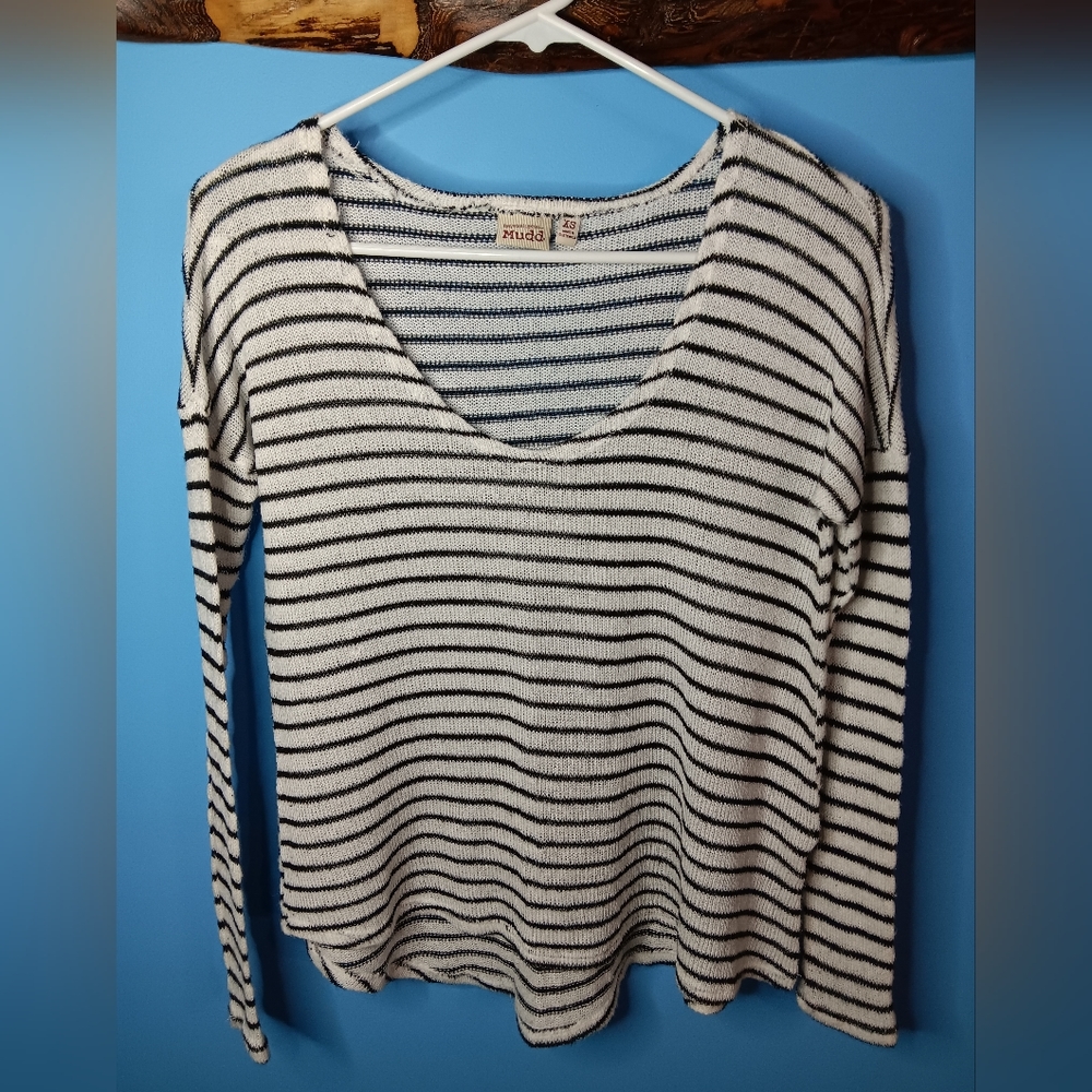 Mudd Jrs Oversized Layering Sweater - White/Black - XS